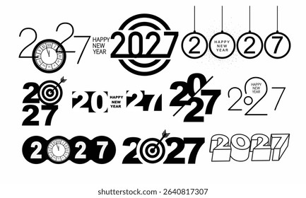 2027 Happy New Year Background Design. Greeting Card, Banner, Poster. Vector Illustration.