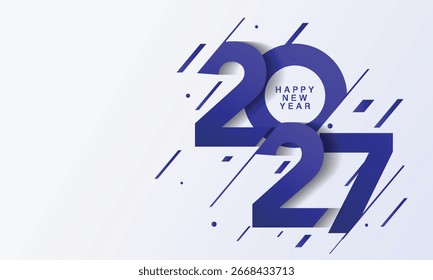 2027 Feliz Ano Novo Projeto de Fundo. Cartão, Banner, Pôster. Ilustração de vetor.