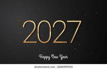 2027 Feliz Ano Novo Projeto de Fundo. Cartão, Banner, Pôster. Ilustração de vetor.