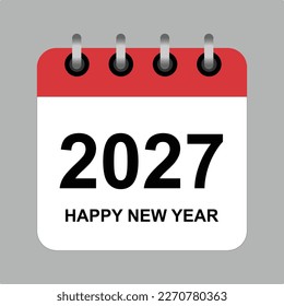 2027 Happy new year calendar icon 