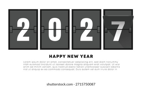 Afiche de cuenta regresiva de feliz año nuevo 2027, tarjeta de felicitación o Plantilla de publicación en redes sociales
