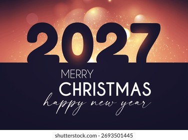 2027 Frohes neues Jahr Text mit Bokeh und Lichteffekt. Weihnachtsbanner
