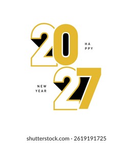 2027 new year template design with gold and black colour number. Vector illustration.