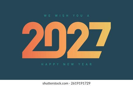 2027 new year template design with soft colors on green background. Vector illustration.