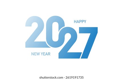2027 new year template design with blue colour number on white background. Vector illustration.