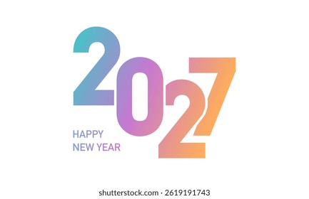2027 new year template design with soft color numbers on white background. Vector illustration.
