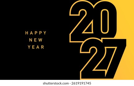 2027 new year template design with golden number on black background. Vector illustration.