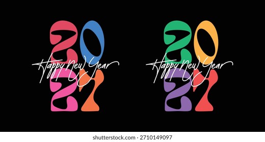 Diseño de Plantilla de año nuevo 2027 con número colorido sobre fondo negro. Ilustración vectorial.

