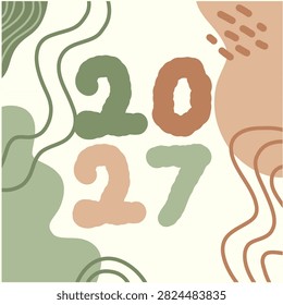 2027 New Year Typography Text with Contemporary Decorative Style