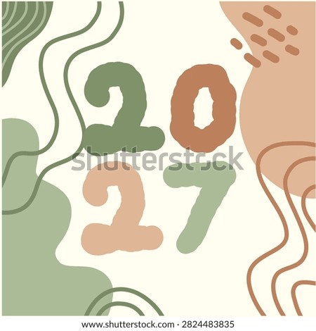 2027 New Year Typography Text with Contemporary Decorative Style