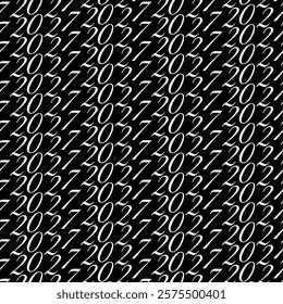 2027 New Years date Seamless pattern Light numbers on dark background. Background Seamless texture