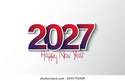 2027 Numbers Design on white background for new year celebration. 2027 Happy New Year Background Design. Vector Illustration.