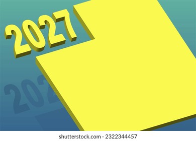 2027 presentation template. Yellow empty space on blue green gradient background. Flat design.