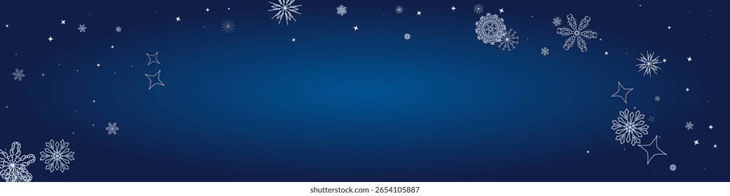 2027 Snowflakes Header Background (em inglês). Flocos isolados elegantes de inverno. Bandeira de neve de Feliz Natal. Cartaz de Natal Nevado. 2026 Feliz Ano Novo . Projeto de Fronteira Xmas. Feliz Ano Novo Ornamento de Luxo.
