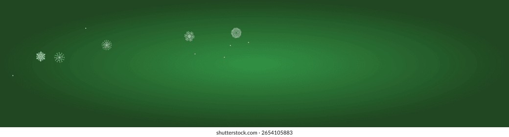 2027 "Snowflakes Header on Green Background" . Cartaz de Natal Nevado. 2026 Feliz Ano Novo . Feliz Ano Novo Ornamento de Luxo. Flocos isolados elegantes de inverno. Borda Xmas. Bandeira de neve de Feliz Natal.
