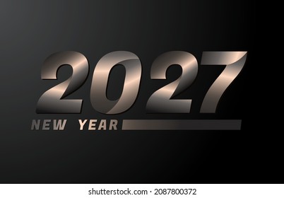 2027 Vector aislado en negro, plantilla de diseño de año nuevo 2027