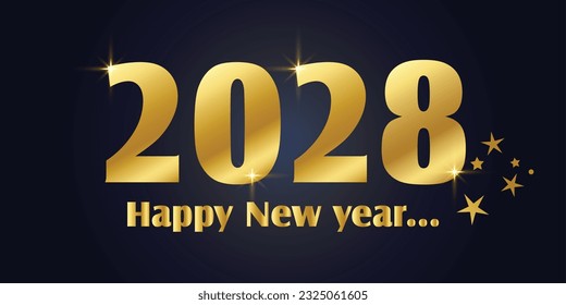 2028 celebrations gold greetings poster. vector illustration