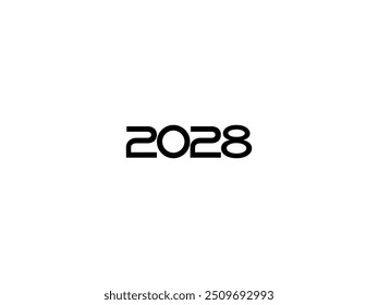 2028 Design Illustration, flat style, simple, memorable and eye catching, can use for Calendar Design, Website, News, Content, Infographic, Happy New Year, or Graphic Design Element. Vector 