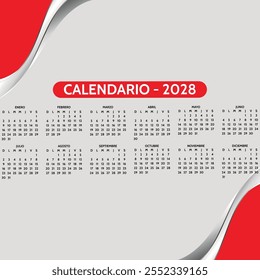 Calendario de escritorio 2028 con calendario islámico Hijri. Calendario 2028 con diseño paisajístico o Horizontal. inicio de la semana el domingo. Domingo