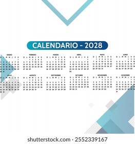 Calendario de escritorio 2028 con calendario islámico Hijri. Calendario 2028 con diseño paisajístico o Horizontal. inicio de la semana el domingo. Domingo