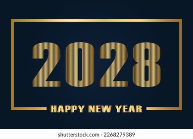 2028 New Year gold gradient numbers on luxury dark background