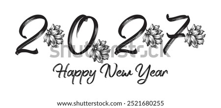 2028 new year Letter Linked Leaf Logo, Black color, unique design