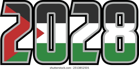 2028 number vector design has a palestinian flag motif