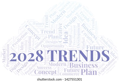 2028 Trends word cloud. Wordcloud made with text only.