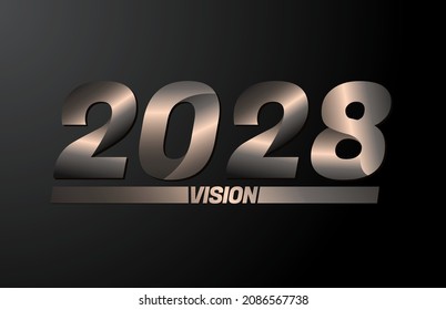 2028 con texto de visión, visión 2028 nuevo año vector aislado en fondo negro