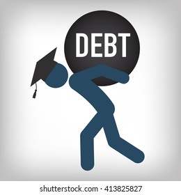 2029 Graduate Student Loan Icons - Detrimental Student Loan Graphics for Education Financial Aid or Assistance- Government Loans- and Debt