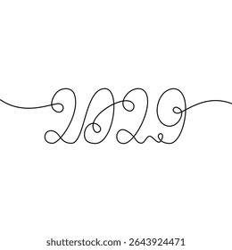 2029 Hand lettering decorative inscription One continuous line. Greetings or cards design concept