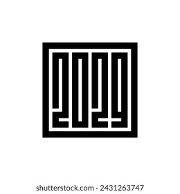 2029 happy new year text typography design, 2029 logo monogram