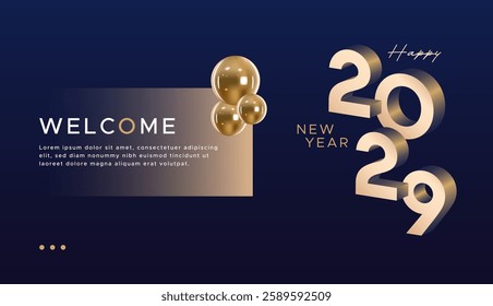 2029 text. New year 2029 minimalist. Happy new year. design template for new year celebration. 2029 calendar. Year 2029 celebration greeting background template