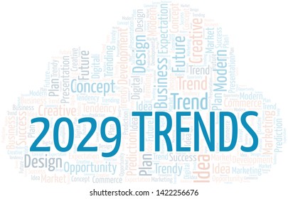 2029 Trends word cloud. Wordcloud made with text only.