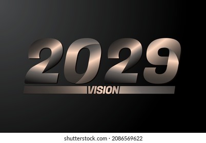 2029 with vision text, vision 2029 new year vector isolated on black background