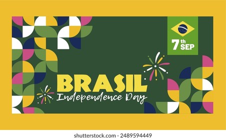 202nd Anniversary of Brazil Independence Day 2024 Design Background. 7 De Setembro, Dia Da Independencia Do Brasil (Translation : September 7th, Brazil Independence Day). Vector Illustration.