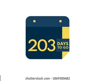 203 days to go calendar icon on white background, 203 days countdown, Countdown left days banner image