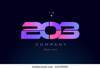 203 pink blue purple number digit numeral dots creative company logo vector icon design template