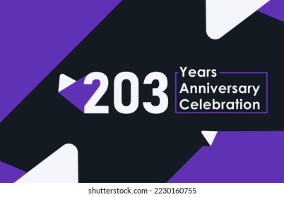 203 years anniversary celebration modern banner template design