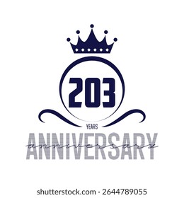 203 anos aniversário logotipo azul fita