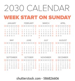 2030 Calendar