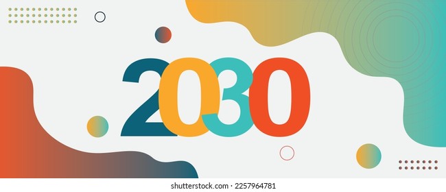 2030 Happy New Year logo text design for cover photo. Number design template. vector illustration