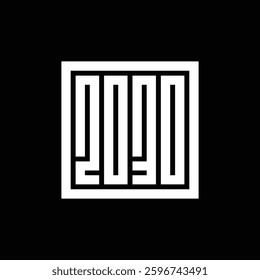 2030 happy new year symbol, year 2030 logo vector, 2030 text clip art, white on black background
