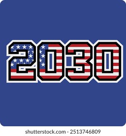 2030 number vector design has american flag motif