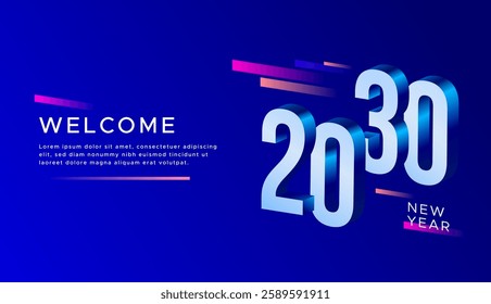 2030 text. New year 2030 minimalist. Happy new year. design template for new year celebration. 2030 calendar. Year 2030 celebration greeting background template