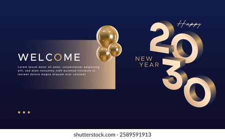 2030 text. New year 2030 minimalist. Happy new year. design template for new year celebration. 2030 calendar. Year 2030 celebration greeting background template