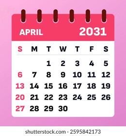 2031 April blossoms with Easter celebrations, sunshine, and rain showers. A time for joy, beauty, and the warmth of the spring season.