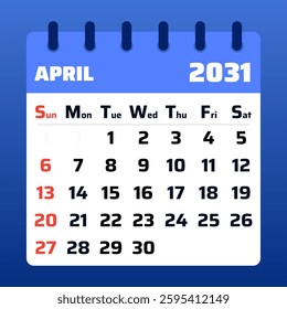 2031 April brings blooming flowers, Easter joy, and sunshine. The perfect season of renewal, warmth, and new beginnings.

