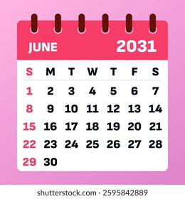 2031 June. All about summer fun, vacations, and relaxation. Enjoy sunny days at the beach, blue skies, and leisure time.