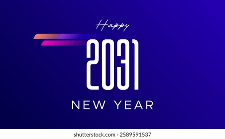 2031 text. New year 2031 minimalist. Happy new year. design template for new year celebration. 2031 calendar. Year 2031 celebration greeting background template